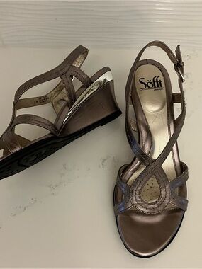 Sofft Metallic Wedge Sandals - Elegant Strappy Design